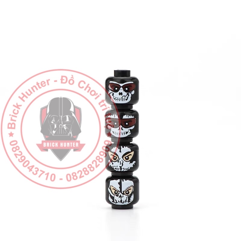 Phụ kiện minifigures bộ 4 đầu nhân vật đeo mặt nạ ghost màu đen