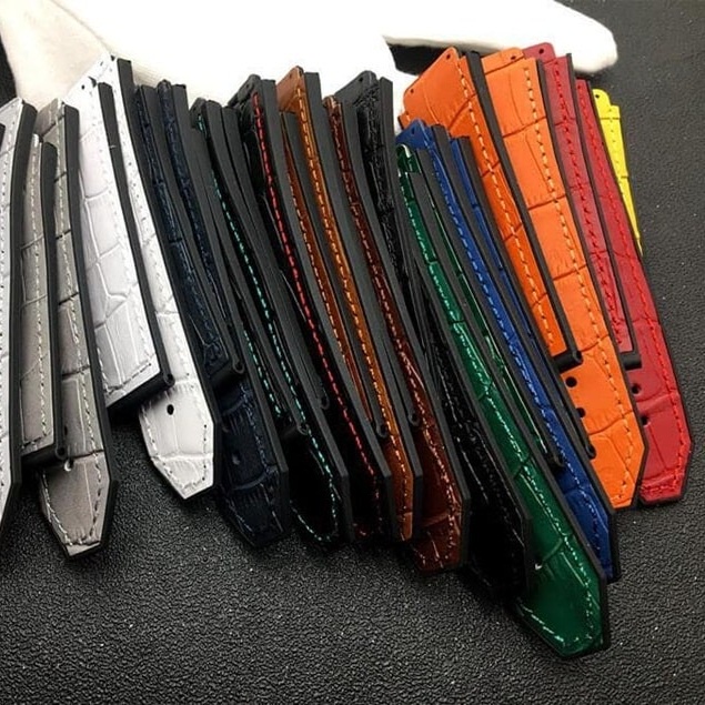 Dây đồng hồ da, Dây đồng hồ hublot, Da cá sấu, Da thật Đệm cao su thiên nhiên êm ái - donghokinhmat168