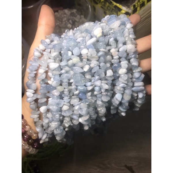 Xâu đá thanh tẩy vụn bóng xỏ lỗ làm HandMade ,DIY, vòng may mắn, tarot,…