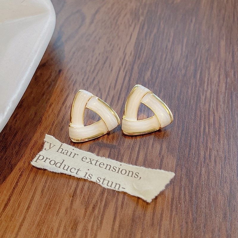 Khuyên tai nữ MANYUE thiết kế hình học đính ngọc trai đơn giản cổ điển Hàn Quốc