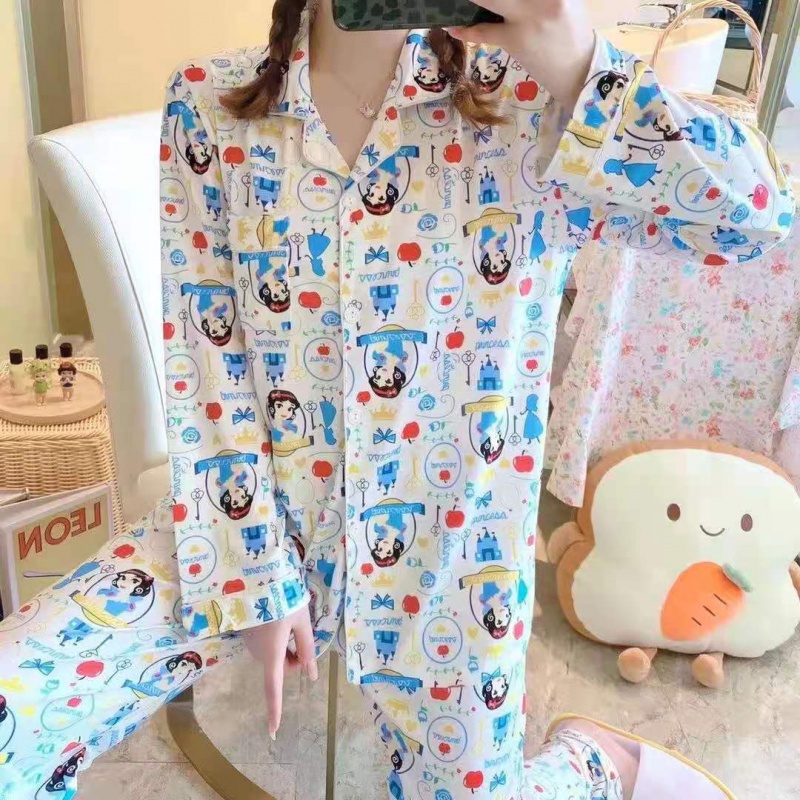 Bộ Đồ Ngủ Tay Dài In Họa Tiết Hoạt Hình Phong Cách Hàn Quốc Thời Trang Xuân Thu Cho Nữ