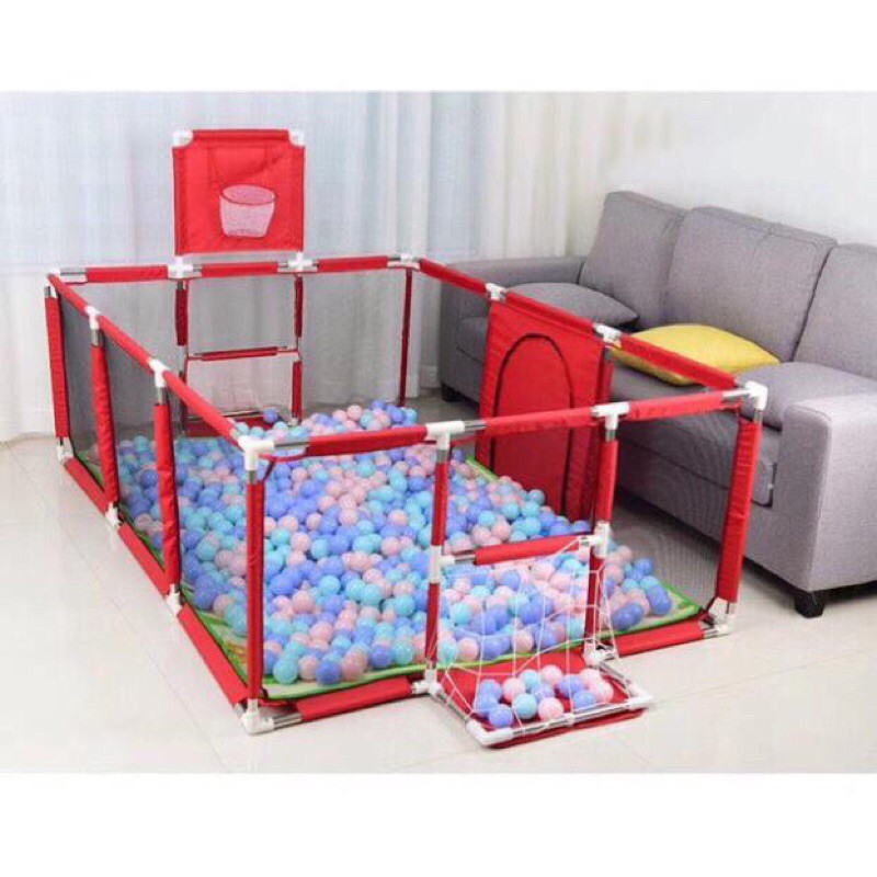 Quây bóng khung inoc hình vuông-chữ nhật kèm rổ bóng rổ và lưới đá banh,kích thước lớn vô cùng rộng rãi