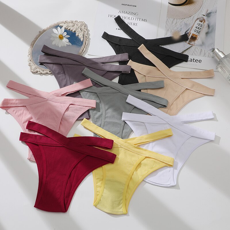 Cute Byte Quần lót lọt khe thời trang liền mạch kiểu dây chéo 8 màu trơn quyến rũ cho phái nữ