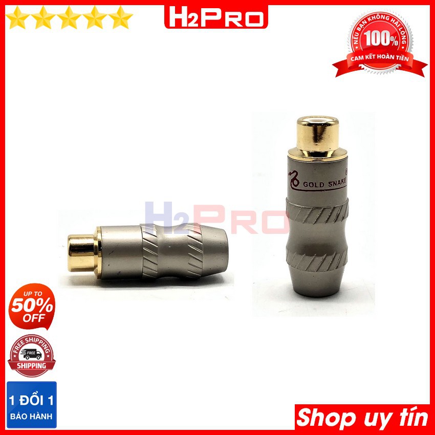 Jack Av Cái Hàn Gold Snake, Giắc Tín Hiệu Av Rca Âm (Cái) Hàn Cao Cấp, Đồng Pha (1 Chiếc),Chống Sôi Nhiễu-H2Pro Tech