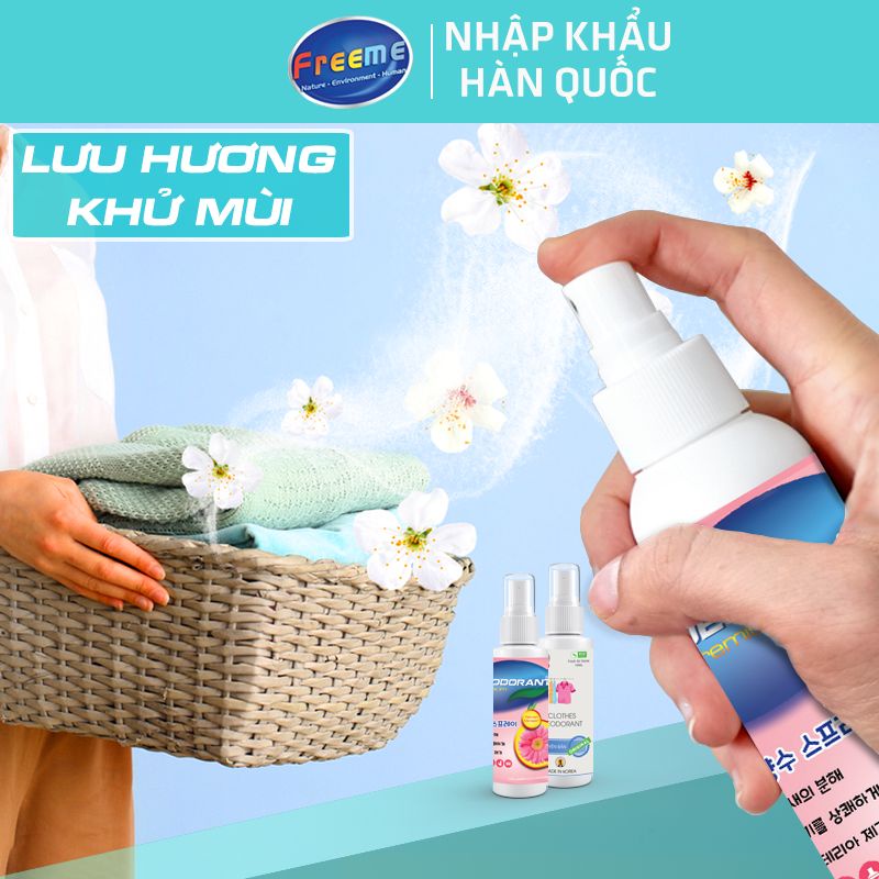 Xịt thơm quần áo Hàn Quốc 100ml, giúp khử mùi thức ăn, mùi mồ hôi, mùi cơ thể kết hợp tinh dầu thiên nhiên thơm mát