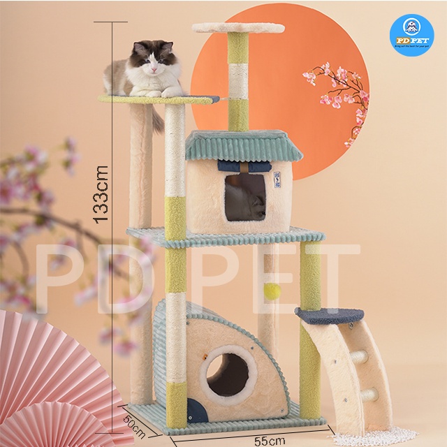 Nhà cây cào móng cho mèo cattree giá tốt, đồ chơi cho mèo boss siêu đáng yêu