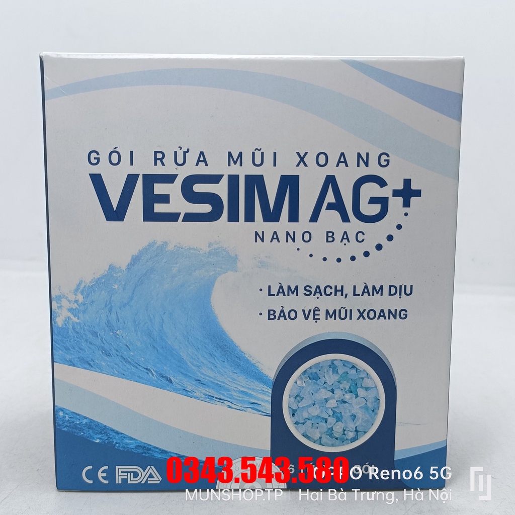 Gói Rửa Mũi Xoang VESIM AG+ nano bạc hộp 60 túi