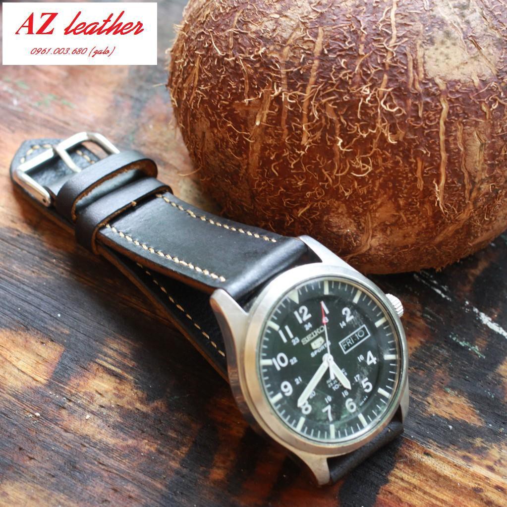 Dây da đồng hồ handmade cho SeiKo 5 Sport