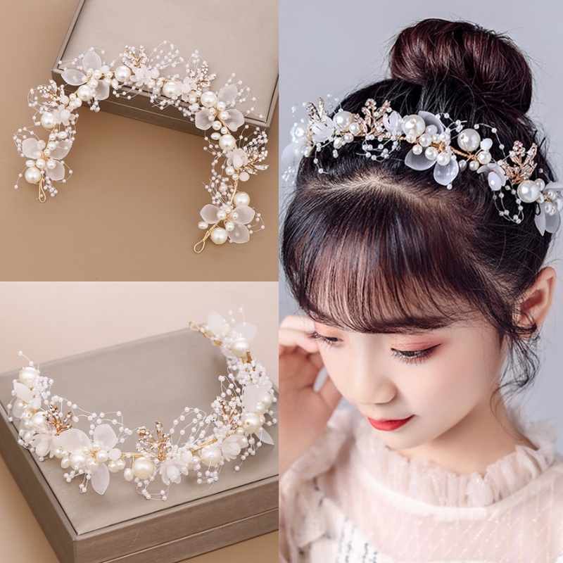 Băng Đô Hoa Đính Ngọc Trai 2 Kiểu Cho Cô Dâu/Phù Dâu Làm Đạo Cụ Chụp Ảnh