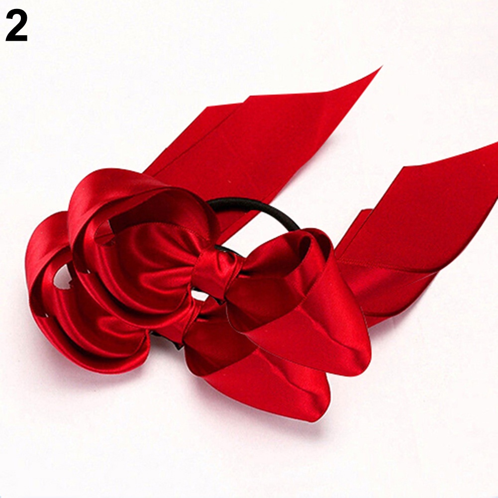 Bộ 2 dây buộc tóc đính nơ ruy băng xinh xắn cho nữ