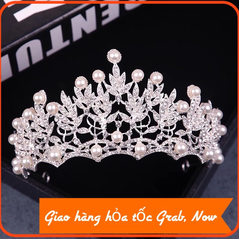Vương Miện Cài Tóc Cô Dâu đính hạt trai
