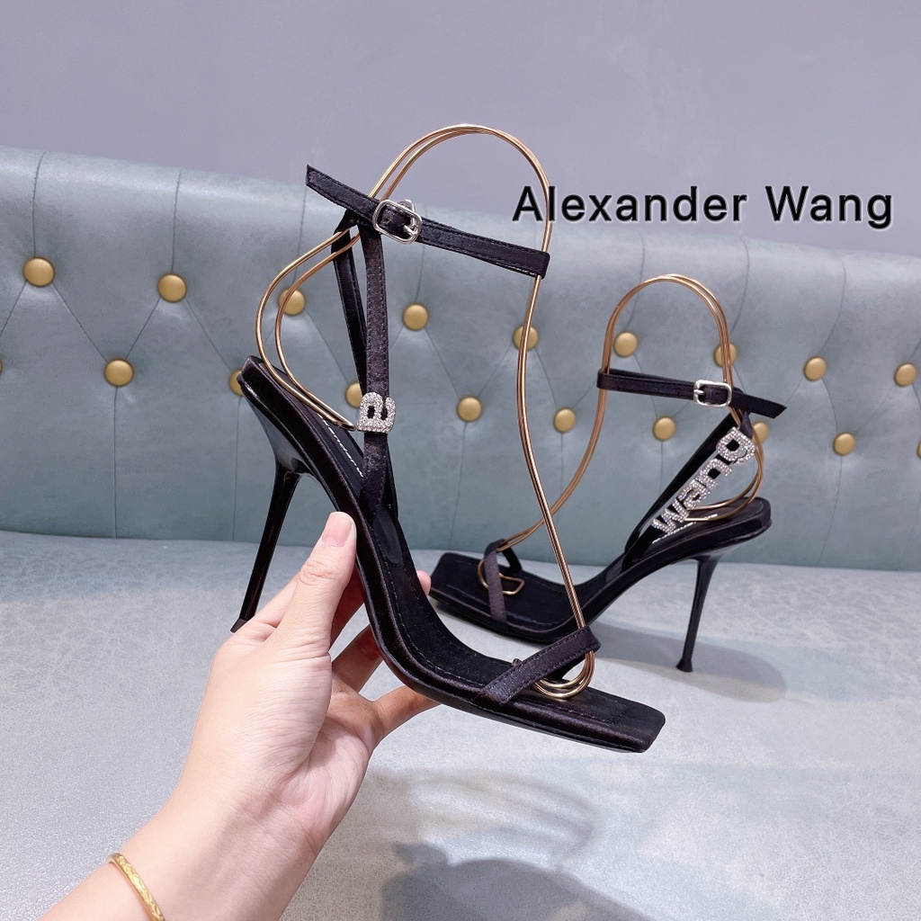 Giày Cao Gót Alexander Wang 9cm Mùa Hè Gợi Cảm Dép Stiletto Chống Trơn Trượt Giày Nữ Bền Đẹp