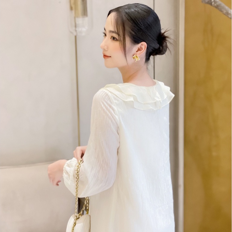 MEDYLA - Đầm bầu dự tiệc thu đông thiết kế 2 lớp tơ xước lót lụa cổ bèo cho bầu đi chơi, đi tiệc - VS1107