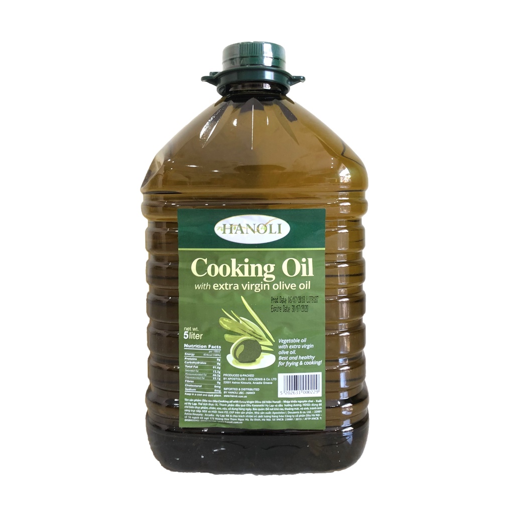 2 Can dầu oliu nấu ăn HANOLI Cooking Oil dung tích 5 Lít - Hy Lạp - Nguyên chai