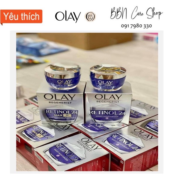 Kem Olay ban đêm: Olay Retinol 24 night hydrating móiturizer 48g [USA]
