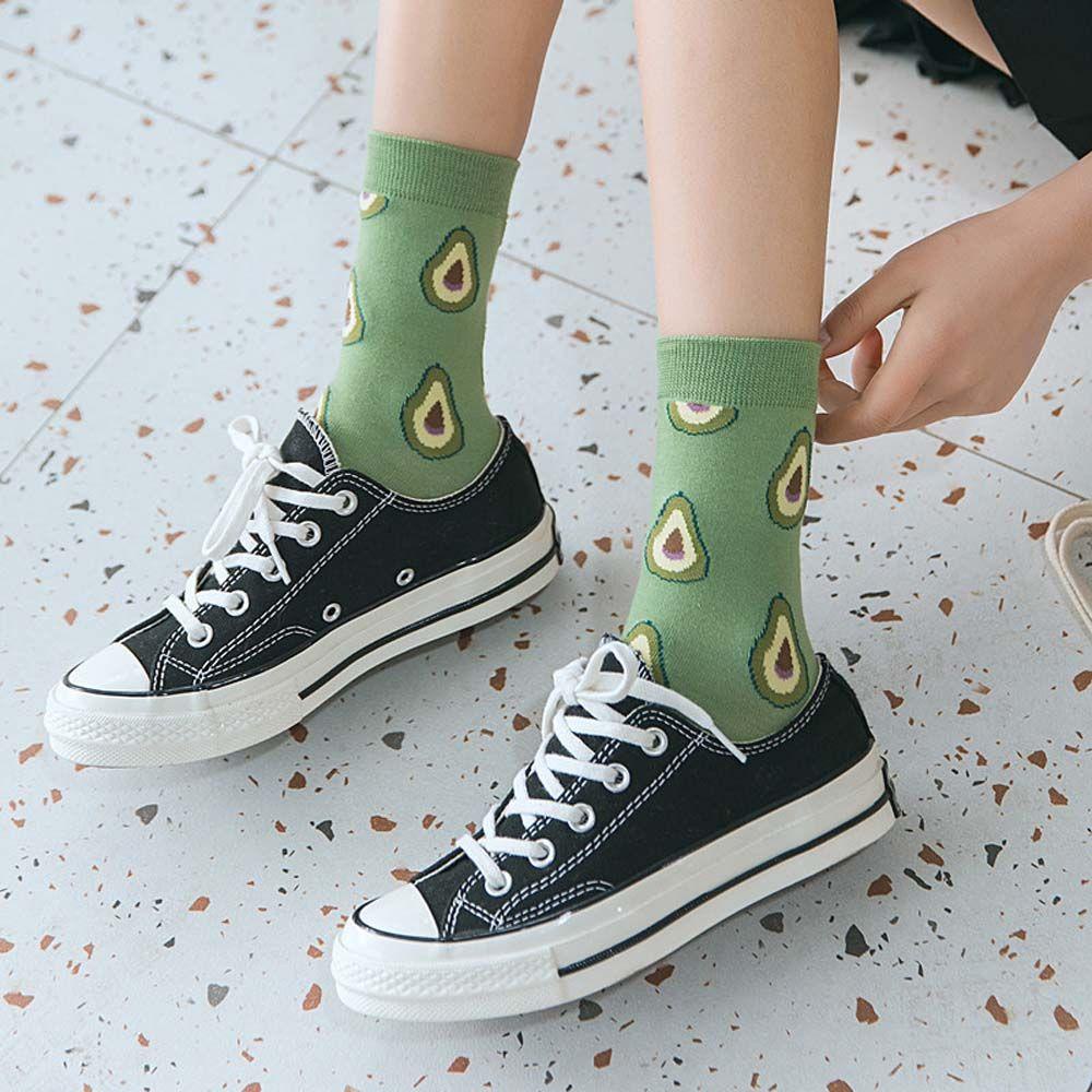FORBETTER Vớ Cotton Họa Tiết Trái Bơ Thời Trang Mùa Hè Hàn Quốc Cho Nữ