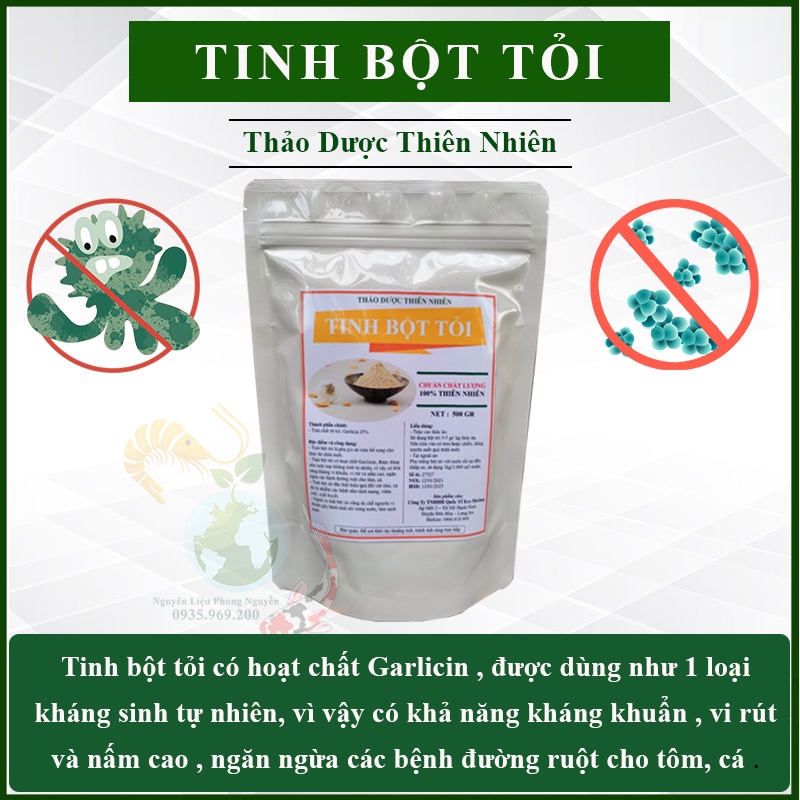 Tinh bột tỏi bổ sung thức ăn tôm , cá ngừa nhiễm trùng ruột , Ấm Dạ , làm tăng sức đề kháng ngừa phân trắng hiệu quả