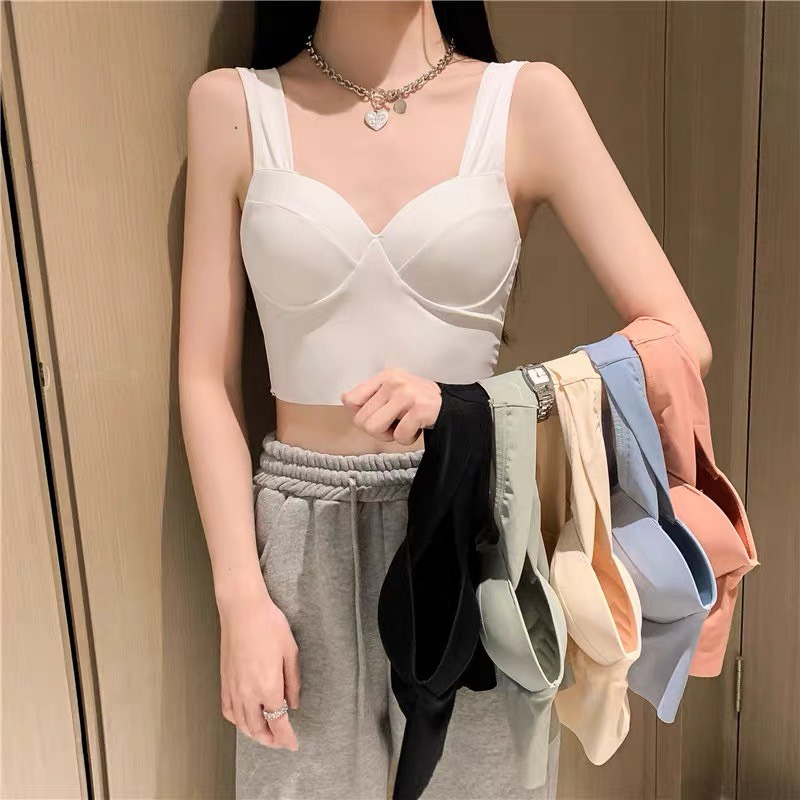 Áo Bra Đúc Su 2 Dây Bản To Dáng Croptop Cúp Tròn Nâng Ngực Quyến Rũ 582