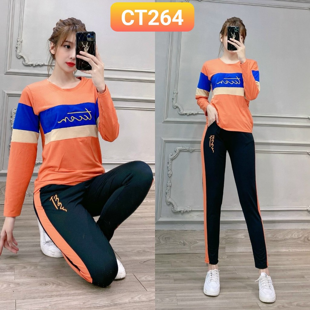 Đồ Bộ Nữ Mặc Nhà Dễ Thương Set Sọc Quần Dài Tay Dài Kiểu Ôm Dáng Đẹp, Chất Vải Cotton Co Giãn 4 Chiều