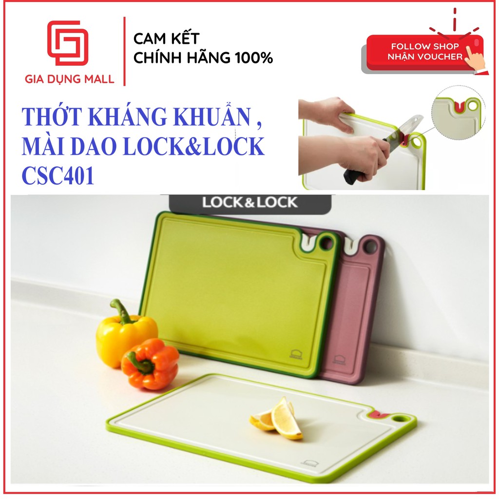 Thớt Kháng Khuẩn Lock&amp;Lock Có Chức Năng Mài Lock&amp;Lock CSC401-Công nghệ Nano kháng khuẩn, có chức năng mài - Chính hãng