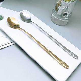 Muỗng Cà Phê Dài 18cm Tay Cầm Dài Bằng Thép Không Gỉ Họa Tiết Thỏ Dễ Thương