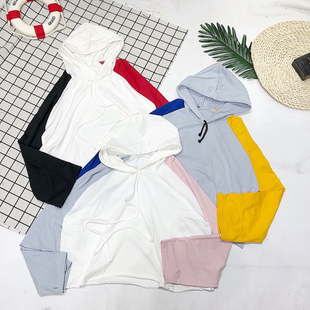 🔥🔥🔥 áo crop top nón Phối 2 tay