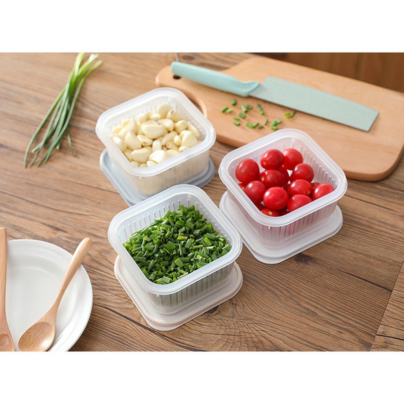 Hộp nhựa đựng thực phẩm tủ lạnh hình tròn vuông giao hình ngẫu nhiên MIIBOOSHI 9472586432