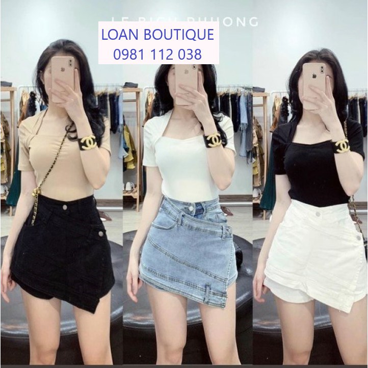 CHÂN VÁY BÒ KIỂU🍀QUẦN VÁY JEAN VẠT LỆCH SANG CHẢNH