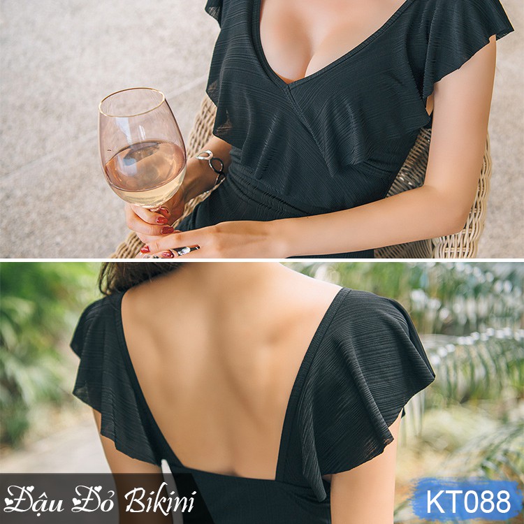 Bikini liền thân phối bèo ôm sát tôn dáng, áo tắm một mảnh sexy quyến rũ khoe khéo vòng một, hàng đẹp giá hạt rẻ | KT088