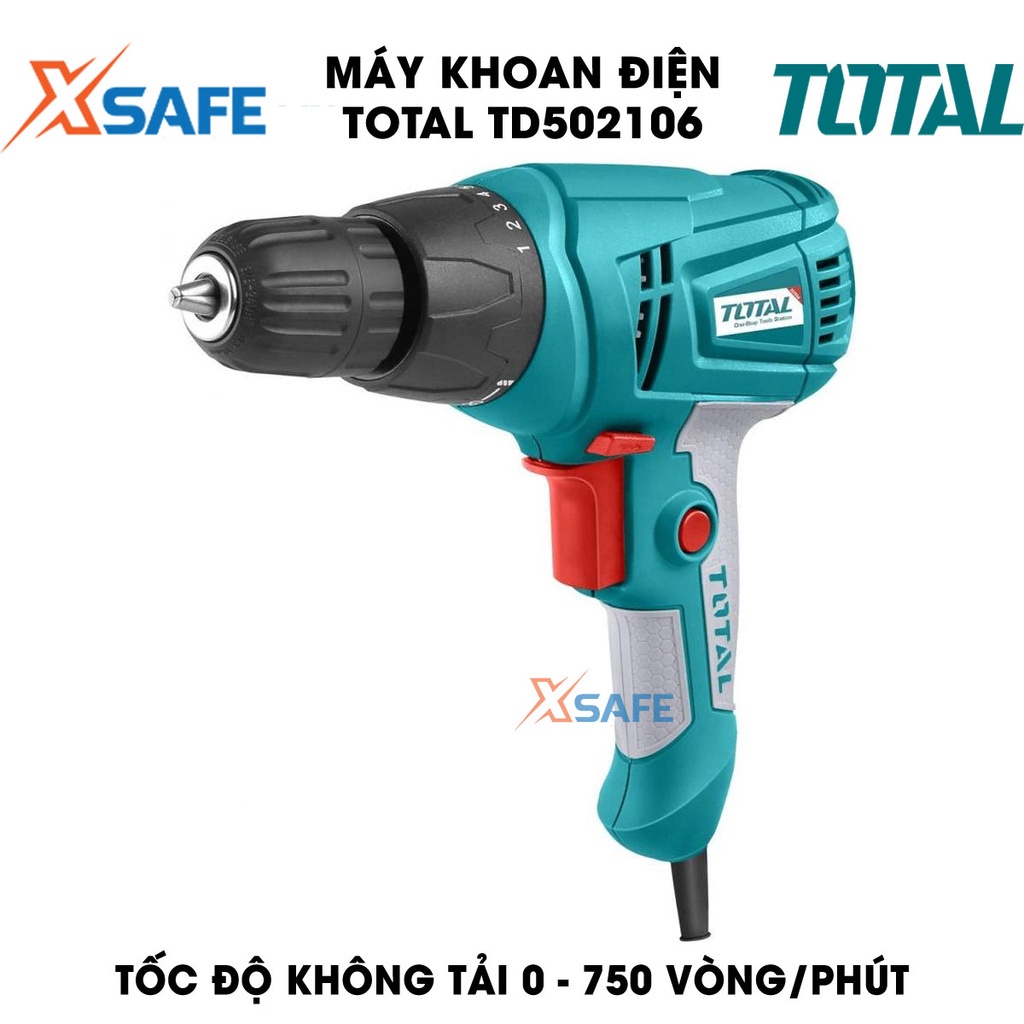 Máy khoan điện cầm tay TOTAL TD502106 280W tốc độ 750rpm, khả năng khoan 10mm, đầu khoan tự động 10mm - xsafe