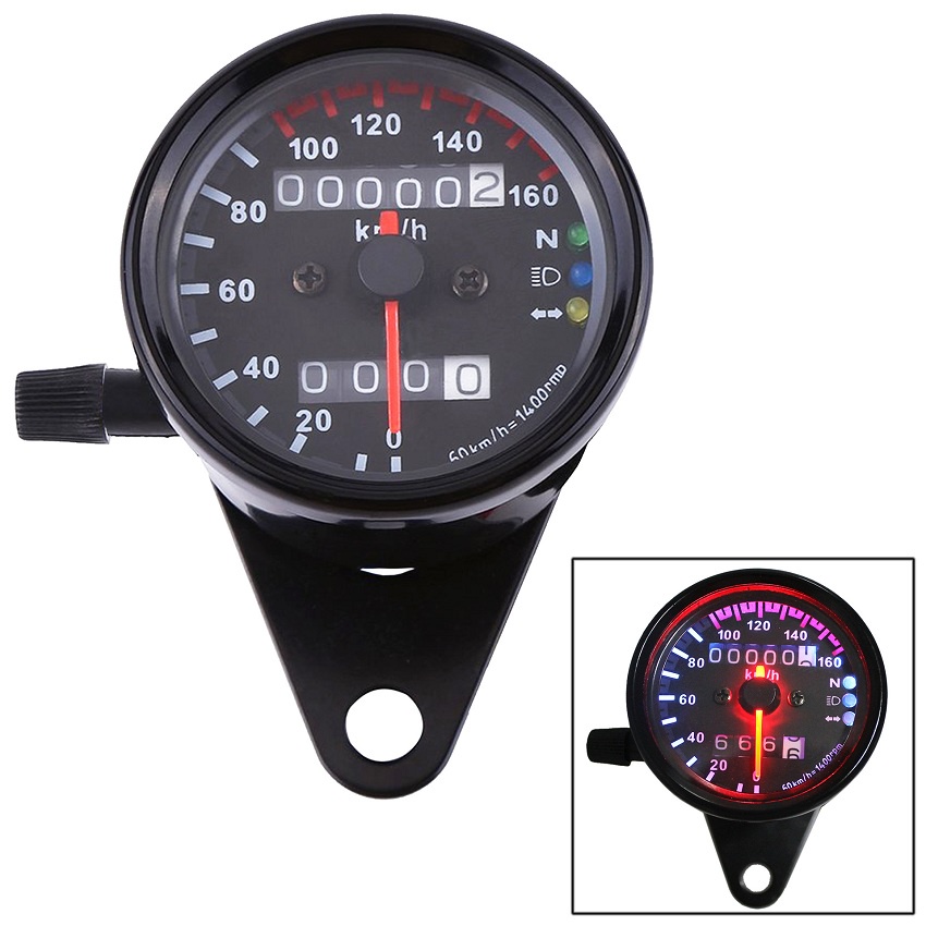 Đồng hồ xe máy độ classic ODOMETER có đèn báo 3 chức năng cơ bản chuyên độ xe classic phù hợp độ Cafe Racer Tracker Win