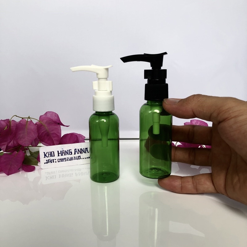 Chai Nhựa Rỗng NHỎ 50Ml đựng Mỹ phẩm - Chai nhựa màu Trắng/ Nâu/ Xanh / Trong xịt giọt, xịt sương, nắp nhọn, nắp bật