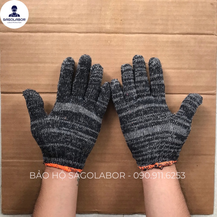 10 đôi găng tay vải len Cotton muối tiêu chống cắt - bám dính tốt dành cho thợ điện lực EVN