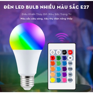 Đèn LED Búp đổi màu RGBW 18W có remote điều khiển, đèn màu quay video, chụp ảnh, trang trí phòng cực chill