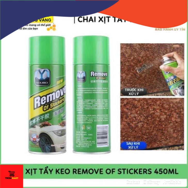 Trùm Giá Tốt - Chai Xịt Tẩy Keo, Nhưa Đường, Băng Dính, Vết Bám Khó Rửa Trên Xe Máy, Ô Tô Remove of sticker 450ml