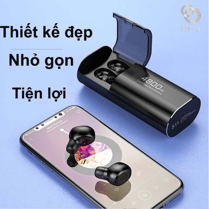 Bảo Hành 12 thángTai Nghe Bluetooth S11 5.0 TWS - Kiêm Sạc Dự Phòng Cho Điện Thoại Chống Nước IPX5-Bass siêu trầm