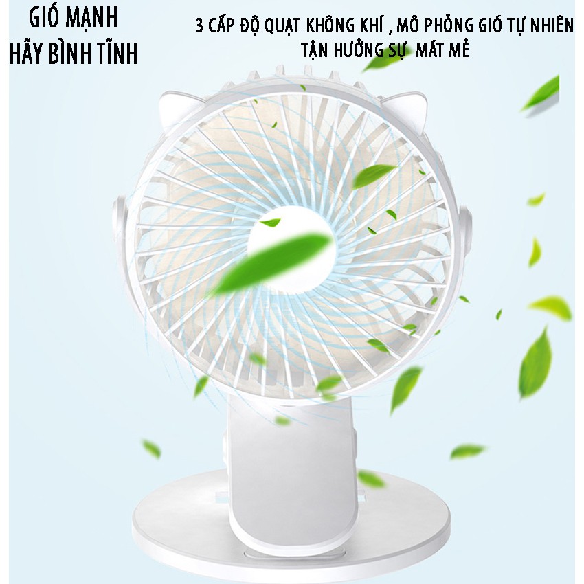 Quạt Mini-Quạt Kẹp Bàn gió siêu mát 3 cấp độ-Xoay 720 độ-Dùng pin 2000mAh-Usb | BigBuy360 - bigbuy360.vn