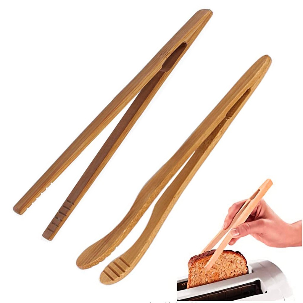 JESTINE Fruits Food Tongs Bacon Toast Clip Tea Tweezer Reusable Muffin Clamp Cheese Bamboo Bread Gripper