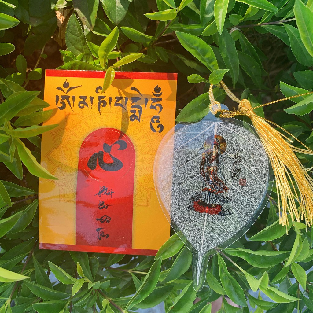 Lá Bồ Đề Thư Pháp [ Phúc Lộc Thọ Đức An  Tài Nhẫn Trí Cát Tường Thuận Tâm An Nhiên Bình An ]