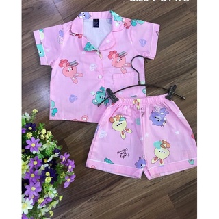 Pijama ngắn bé trai/gái chất kate thái