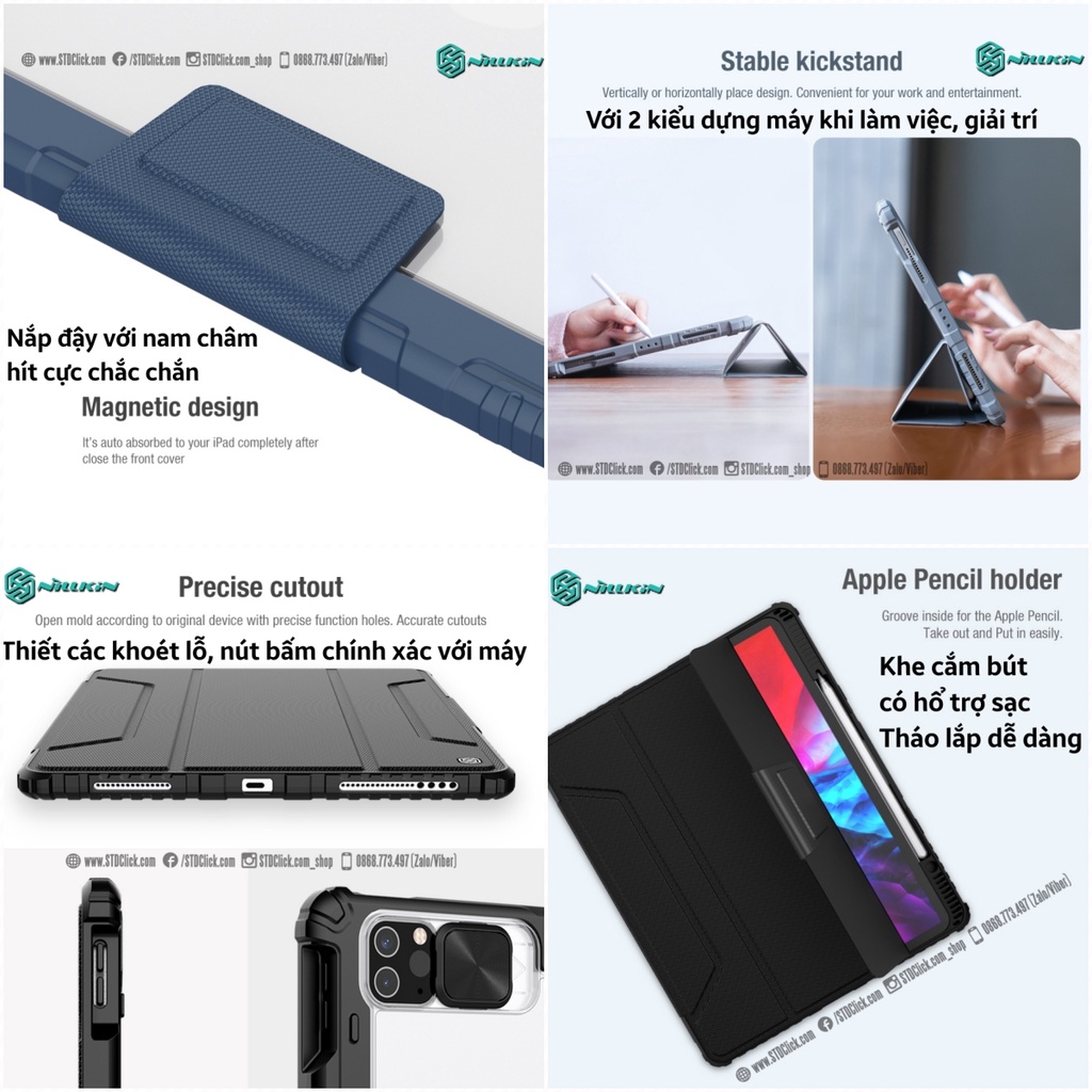 BAO DA IPAD PRO M2 12.9 2022 - M1 12.9 2021 - 12.9 2020 NILLKIN BUMPER PRO CAMSHIELD CHÍNH HÃNG
