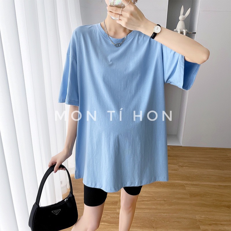 Áo Phông Bầu Form rộng Basic Màu Trắng, Đen, Be, Hồng, Xanh |  Chất cotton 100% co giãn thấm mồ hôi - Có size 40-80kg