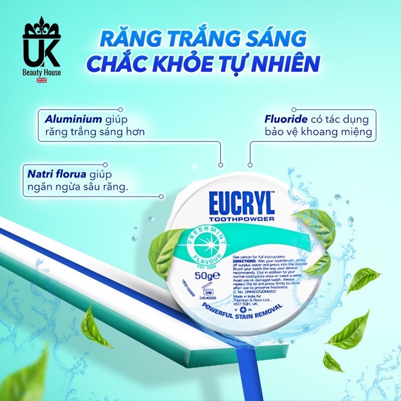 Bột Đánh Răng Tẩy Trắng Eucryl Toothpowder 50g