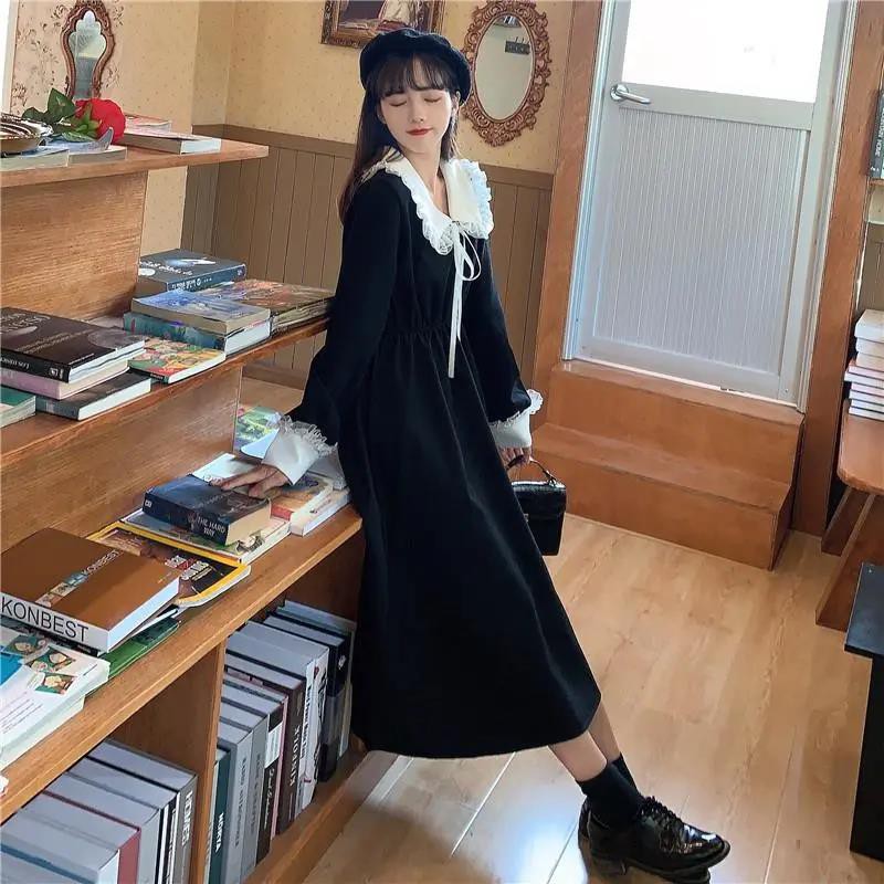 French fashion long-sleeved dress autumn gentle wind