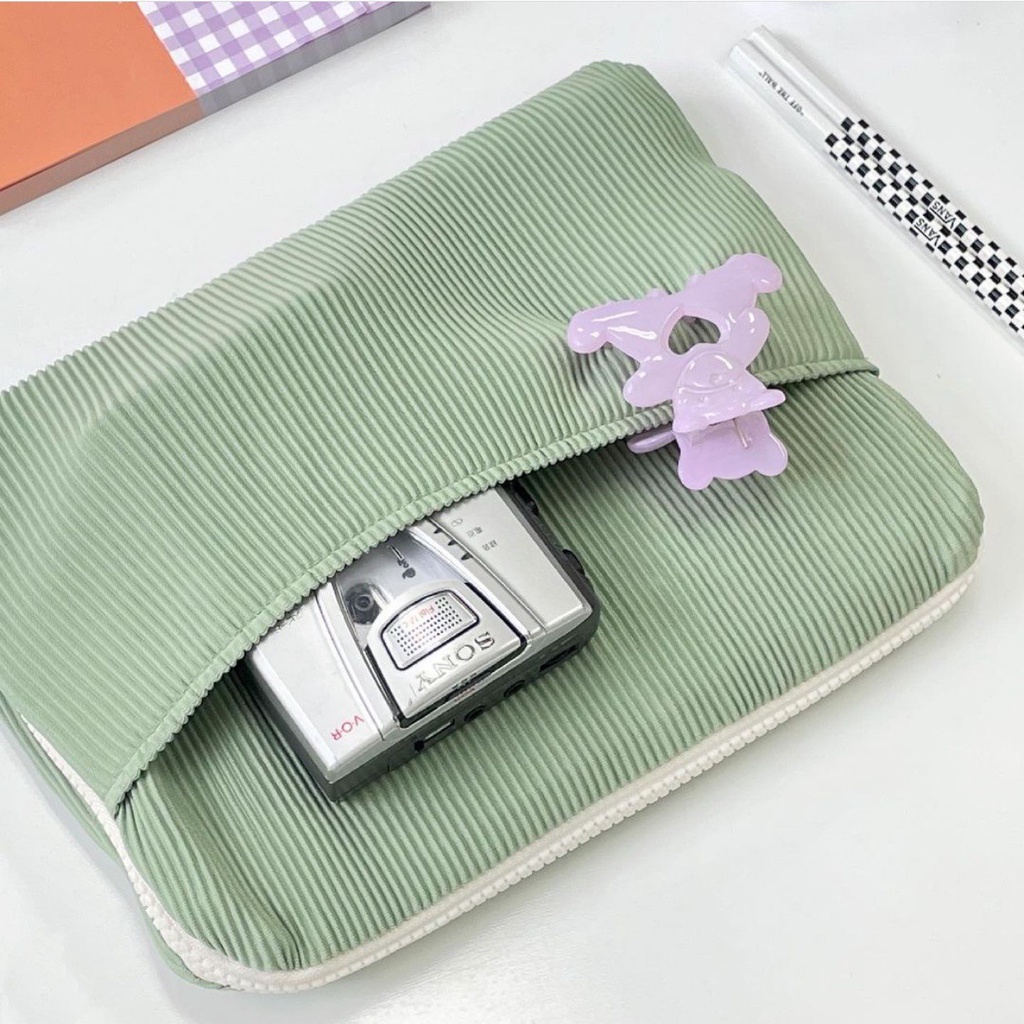 Túi Đựng laptop Vải Nhung Kẻ Đơn Giản Dễ Thương Phong Cách Hàn Quốc Kích Thước 10 11 13-inch Ốp