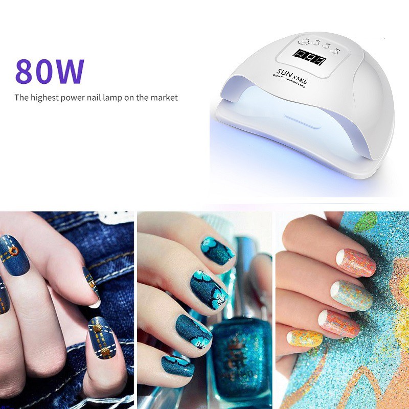80W SUN X5 PLUS Dùng Làm Khô Sơn Móng Tay Chuyên Nghiệp Đèn LED UV