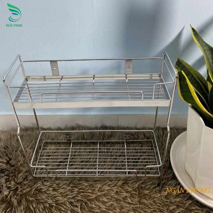 KỆ ĐỰNG GIA VỊ INOX 304 HAI TẦNG
