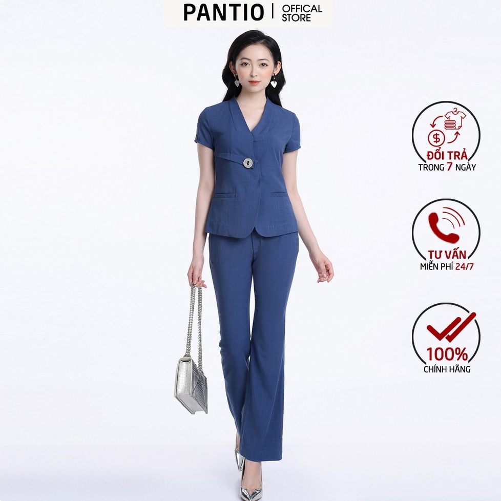Quần dài họa tiết trơn dáng ống vẩy BQD52290 - PANTIO