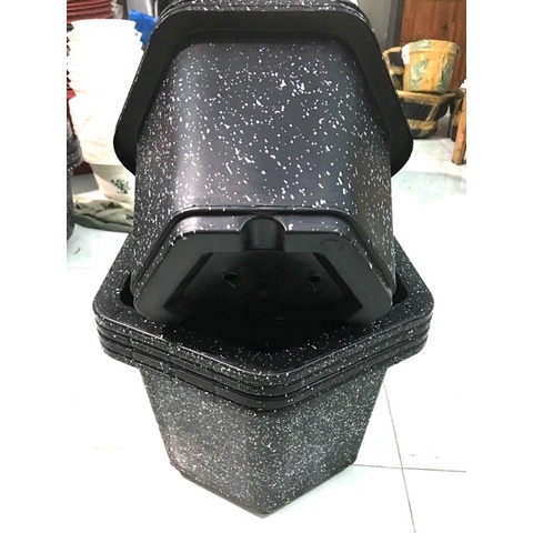 Combo chậu lục giác FA Đá Đen - Đỏ Gạch (nhiêu size)