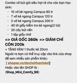 (SALE)  (Giá Siêu Rẻ) COMBO Vở Bút cho các bạn học sinh